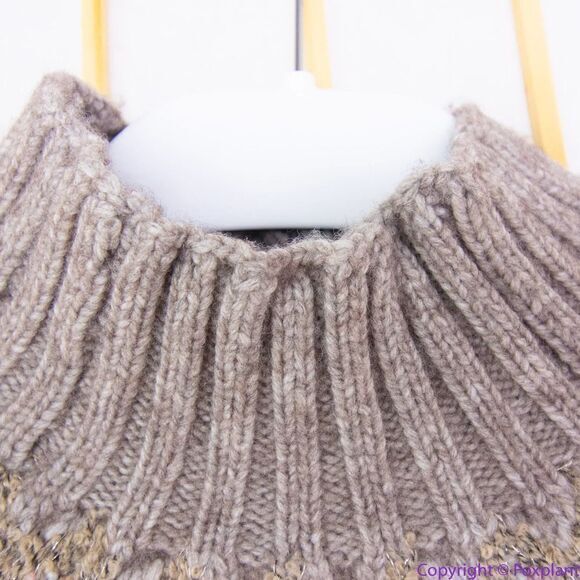 NEW Chico's Cable Yarn Wool Blend Fair Isle Tan Sweater, L - Picture 6 of 16